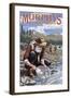 Gold Miners - Murphys, California-Lantern Press-Framed Art Print