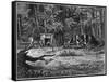 Gold Mining Camp in America-null-Framed Stretched Canvas