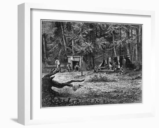 Gold Mining Camp in America-null-Framed Art Print