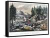 Gold Mining in California, 1849-Currier & Ives-Framed Stretched Canvas