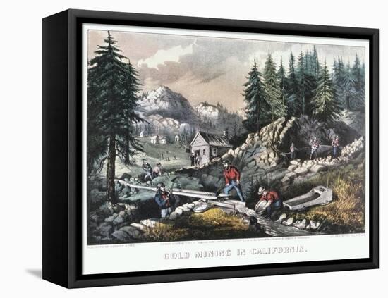 Gold Mining in California, 1849-Currier & Ives-Framed Stretched Canvas