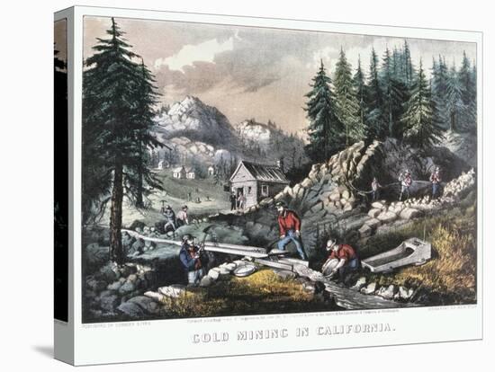 Gold Mining in California, 1849-Currier & Ives-Stretched Canvas