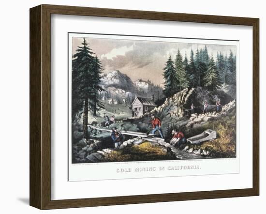 Gold Mining in California, 1849-Currier & Ives-Framed Giclee Print