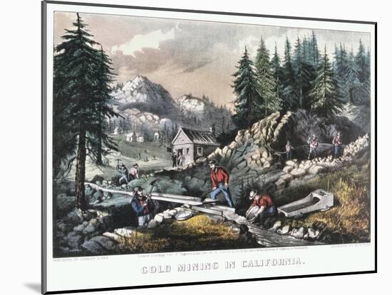 Gold Mining in California, 1849-Currier & Ives-Mounted Giclee Print