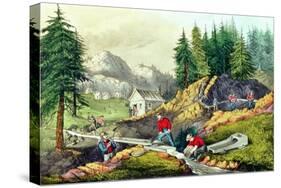 Gold Mining in California, Published by Currier & Ives, 1861-Grafton Tyler Brown-Stretched Canvas