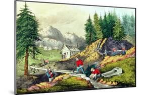 Gold Mining in California, Published by Currier & Ives, 1861-Grafton Tyler Brown-Mounted Giclee Print