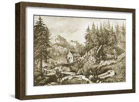 Gold Mining in California-Currier & Ives-Framed Giclee Print