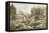 Gold Mining in California-Currier & Ives-Framed Stretched Canvas