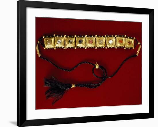 Gold Navaratna Diadema with Nine Stones Set in Gold Symbolizing Planets of Solar System, India-null-Framed Giclee Print
