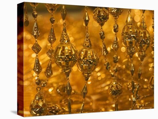 Gold Necklace on Display, the Gold Souk, Deira, Dubai, United Arab Emirates, Middle East-Amanda Hall-Stretched Canvas