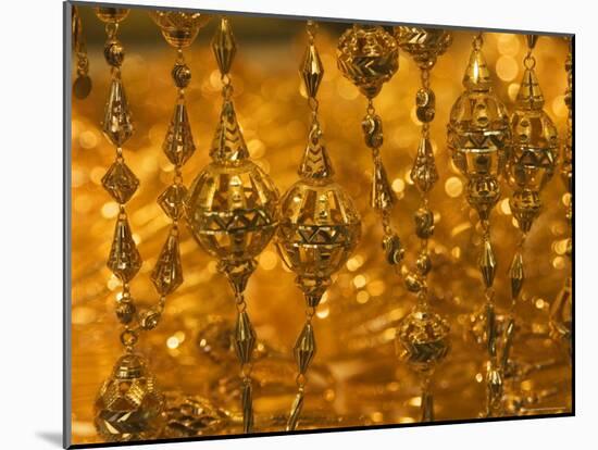 Gold Necklace on Display, the Gold Souk, Deira, Dubai, United Arab Emirates, Middle East-Amanda Hall-Mounted Photographic Print