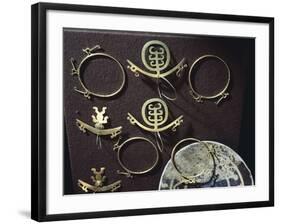 Gold Nose Rings and Earrings, Artifact Originating from Colombia-null-Framed Giclee Print