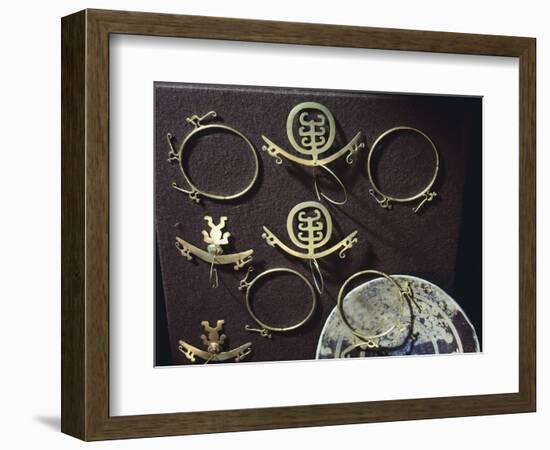 Gold Nose Rings and Earrings, Artifact Originating from Colombia-null-Framed Giclee Print