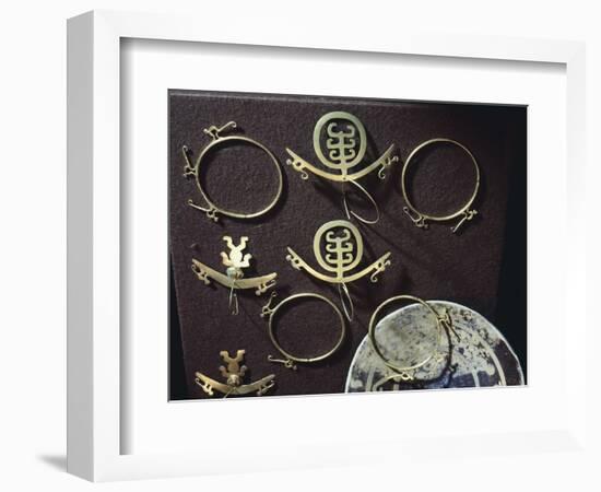 Gold Nose Rings and Earrings, Artifact Originating from Colombia-null-Framed Giclee Print