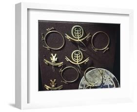 Gold Nose Rings and Earrings, Artifact Originating from Colombia-null-Framed Giclee Print