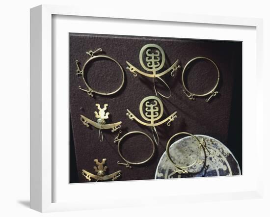 Gold Nose Rings and Earrings, Artifact Originating from Colombia-null-Framed Giclee Print