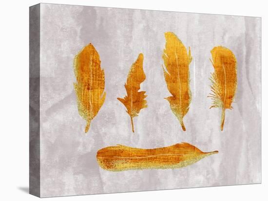 Gold Ombre Feathers II-Tina Lavoie-Stretched Canvas