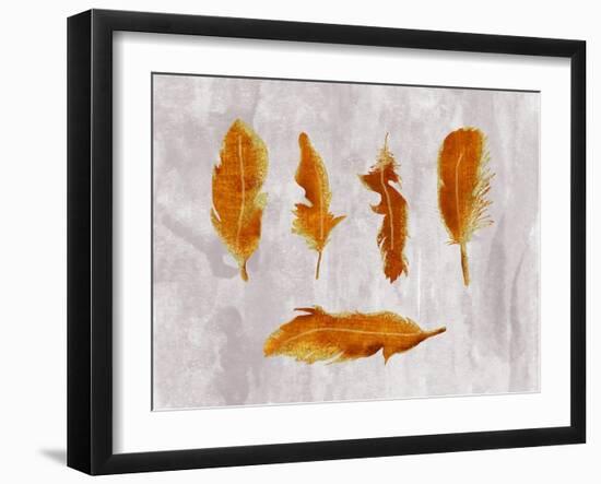 Gold Ombre Feathers III-Tina Lavoie-Framed Giclee Print