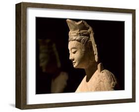 Gold Painted Bodhisattva in Contemplation, China-Keren Su-Framed Premium Photographic Print