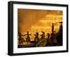 Gold-Painted Dancers Perform Amid Golden Statues-null-Framed Photographic Print