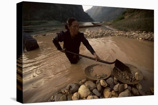 Gold Panning, Nong Kiew, River Nam Ou, Laos, Indochina, Southeast Asia-Colin Brynn-Stretched Canvas