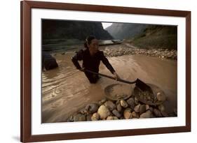 Gold Panning, Nong Kiew, River Nam Ou, Laos, Indochina, Southeast Asia-Colin Brynn-Framed Photographic Print