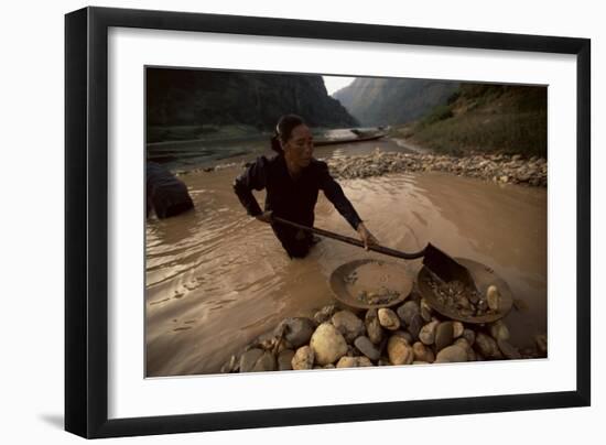 Gold Panning, Nong Kiew, River Nam Ou, Laos, Indochina, Southeast Asia-Colin Brynn-Framed Photographic Print