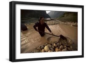 Gold Panning, Nong Kiew, River Nam Ou, Laos, Indochina, Southeast Asia-Colin Brynn-Framed Photographic Print