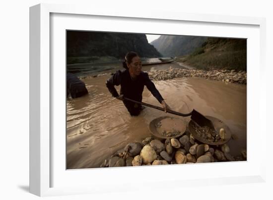 Gold Panning, Nong Kiew, River Nam Ou, Laos, Indochina, Southeast Asia-Colin Brynn-Framed Photographic Print