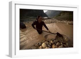 Gold Panning, Nong Kiew, River Nam Ou, Laos, Indochina, Southeast Asia-Colin Brynn-Framed Photographic Print