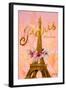 Gold Paris Eiffel Panel-Janice Gaynor-Framed Art Print