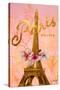 Gold Paris Eiffel Panel-Janice Gaynor-Stretched Canvas