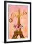 Gold Paris Eiffel Panel-Janice Gaynor-Framed Art Print