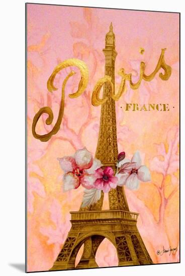 Gold Paris Eiffel Panel-Janice Gaynor-Mounted Art Print