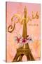 Gold Paris Eiffel Panel-Janice Gaynor-Stretched Canvas