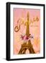 Gold Paris Eiffel Panel-Janice Gaynor-Framed Art Print