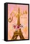 Gold Paris Eiffel Panel-Janice Gaynor-Framed Stretched Canvas