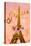 Gold Paris Eiffel Panel-Janice Gaynor-Stretched Canvas