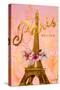 Gold Paris Eiffel Panel-Janice Gaynor-Stretched Canvas