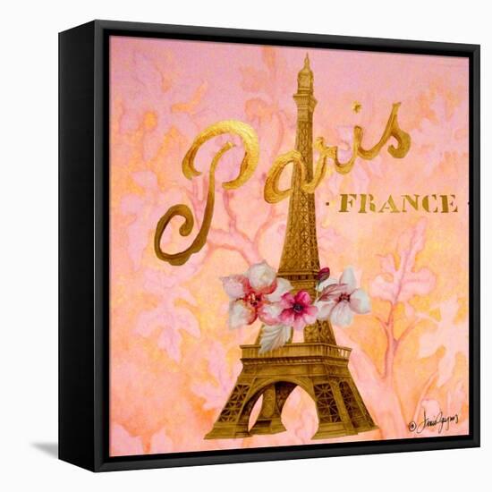 Gold Paris Eiffel-Janice Gaynor-Framed Stretched Canvas
