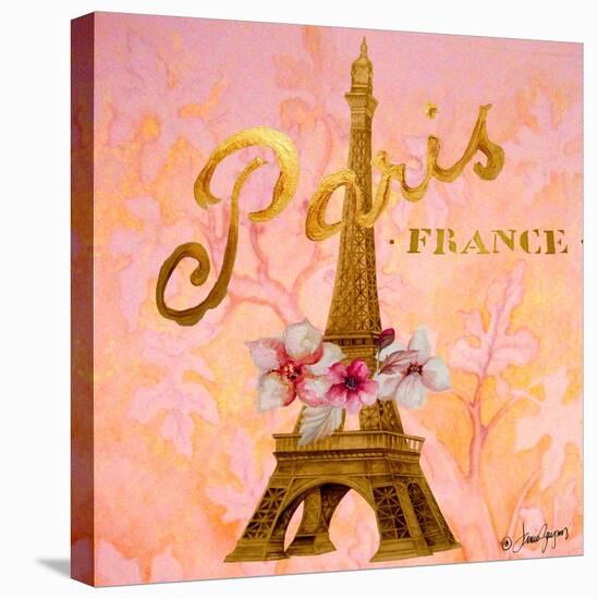 Gold Paris Eiffel-Janice Gaynor-Stretched Canvas