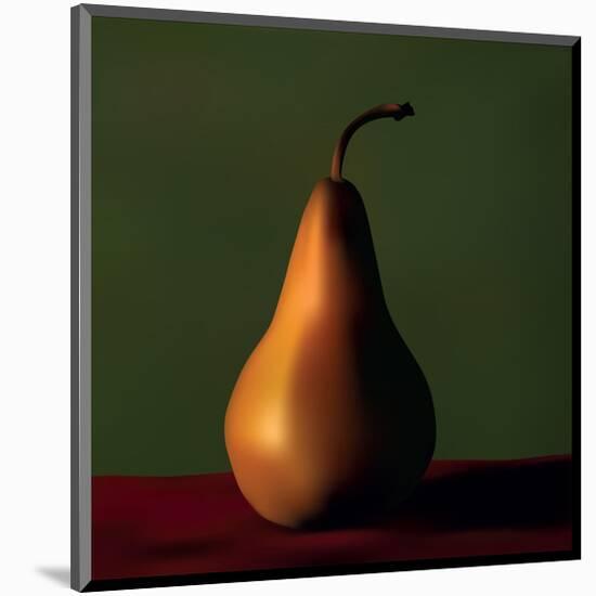 Gold Pear Red Table Green Wall-null-Mounted Art Print