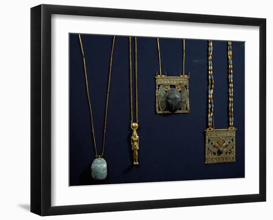 Gold Pendant of Isis and Pectoral Decorated with Scarab-null-Framed Giclee Print