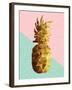 Gold Pineapple with Retro Shapes-cienpies-Framed Art Print