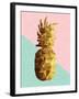 Gold Pineapple with Retro Shapes-cienpies-Framed Art Print