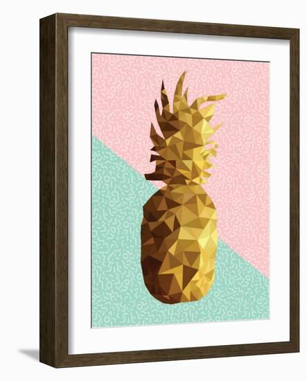 Gold Pineapple with Retro Shapes-cienpies-Framed Art Print