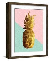 Gold Pineapple with Retro Shapes-cienpies-Framed Art Print