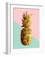 Gold Pineapple with Retro Shapes-cienpies-Framed Art Print