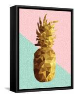 Gold Pineapple with Retro Shapes-cienpies-Framed Stretched Canvas