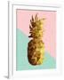 Gold Pineapple with Retro Shapes-cienpies-Framed Art Print